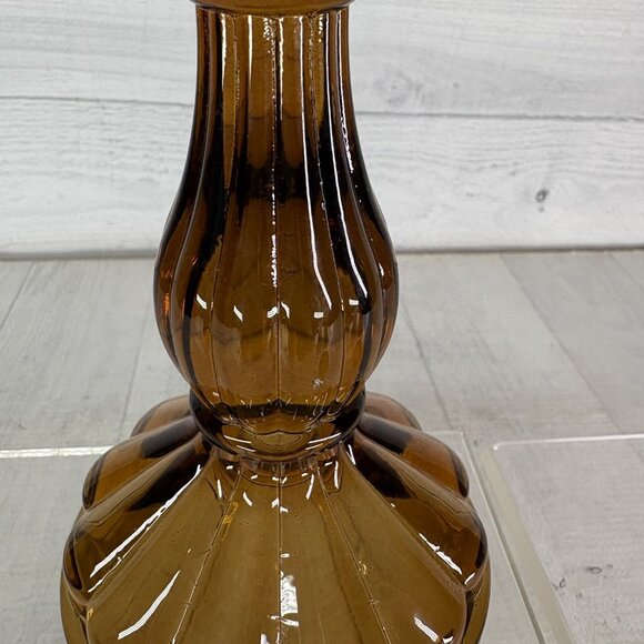 Vintage Robert Stanley Amber Glass Tapered Candles Sticks 6.5" Holders Set Of 2 - Picture 13 of 16